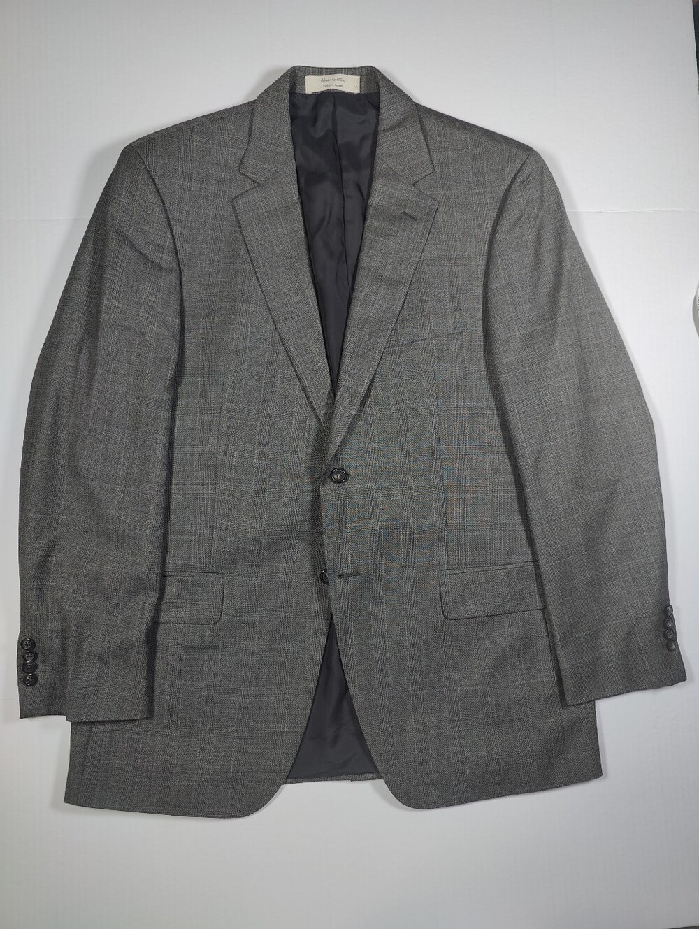John W. Nordstrom 100% Loro Piana Wool Gray Plaid Blazer Size 43L Made In Canada